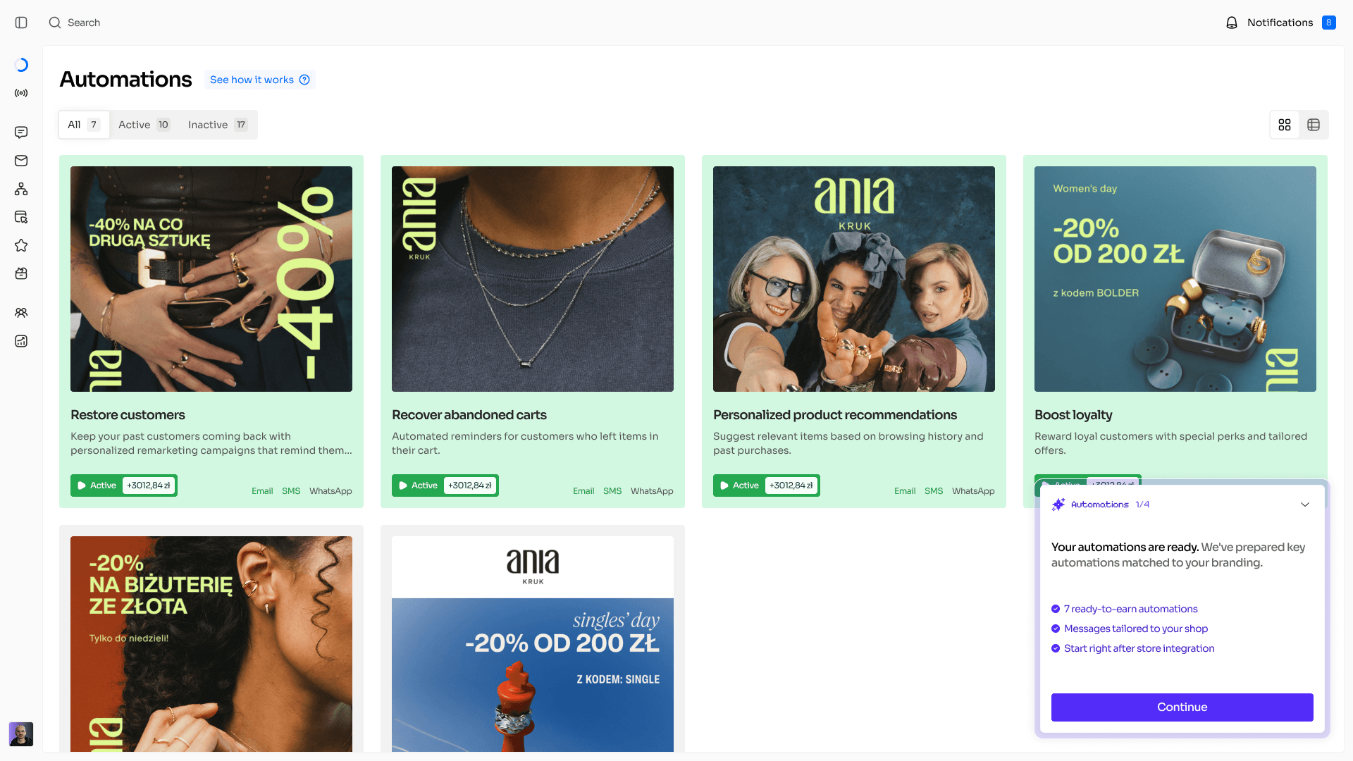 Automations built from the store's site, ready before it connects