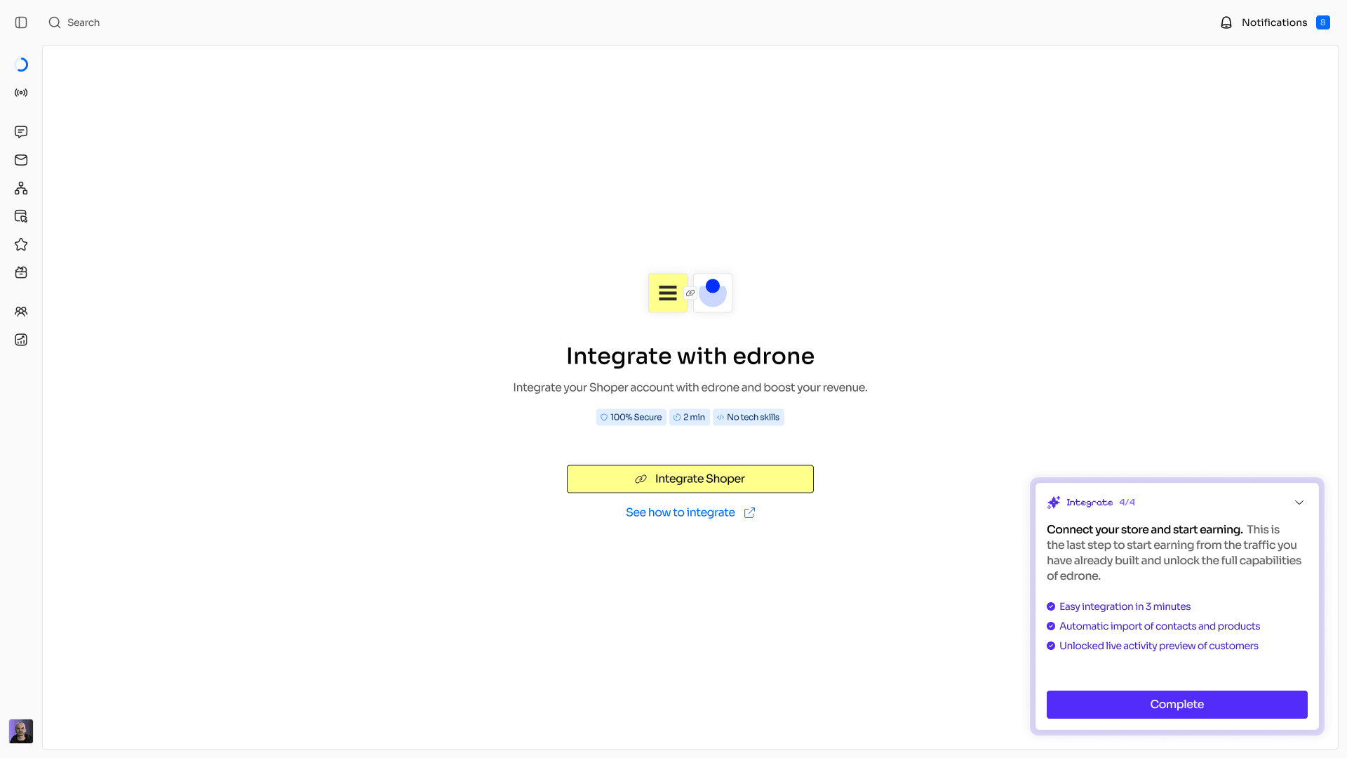 Connecting the shop, the last onboarding step